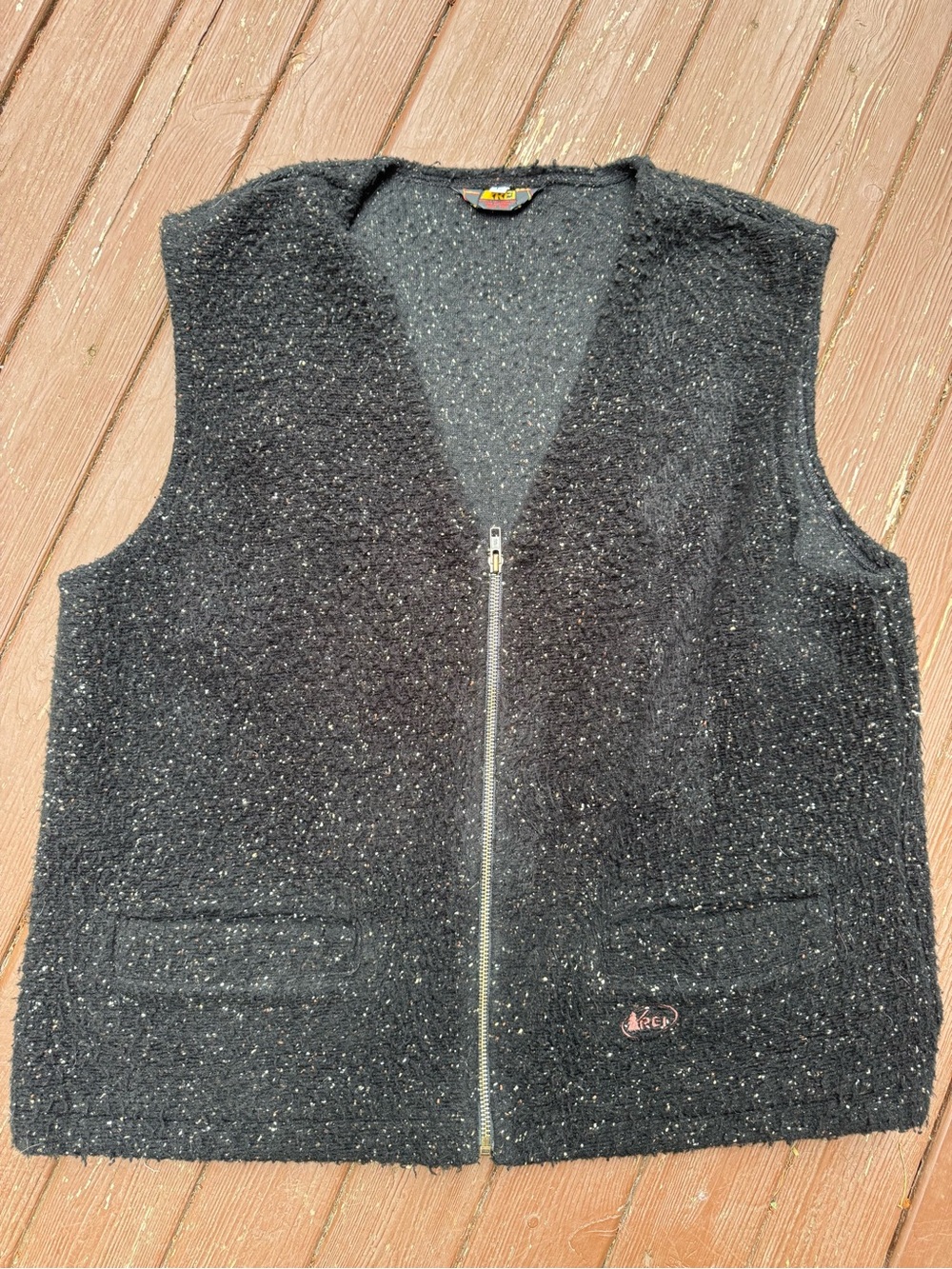 REI vintage vest Black Textured Zip-Front Vest